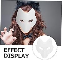 Vista 3 de NOLITOY Máscara de zorro DIY Máscara blanca en blanco Máscara japonesa Kabuki para Halloween Prop