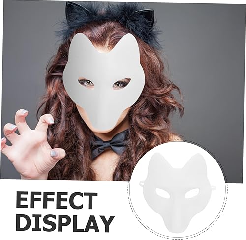 Miniatura 3 de NOLITOY Máscara de zorro DIY Máscara blanca en blanco Máscara japonesa Kabuki para Halloween Prop