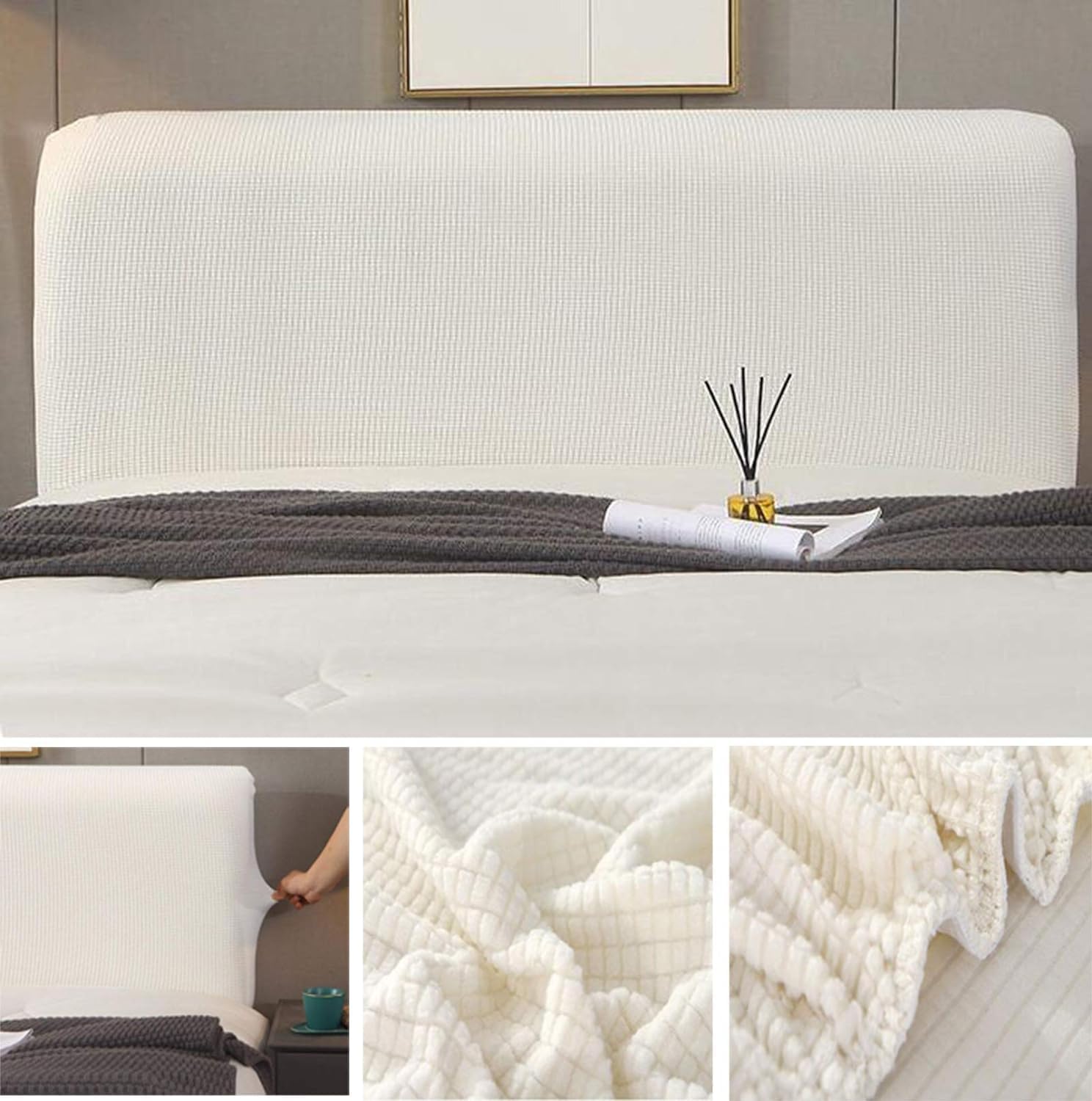 Coperchio Testata Letto In Velluto Elasticizzato - Copertura Antipolvere Per Testiera, Blu, 170-190cm - Foto 2