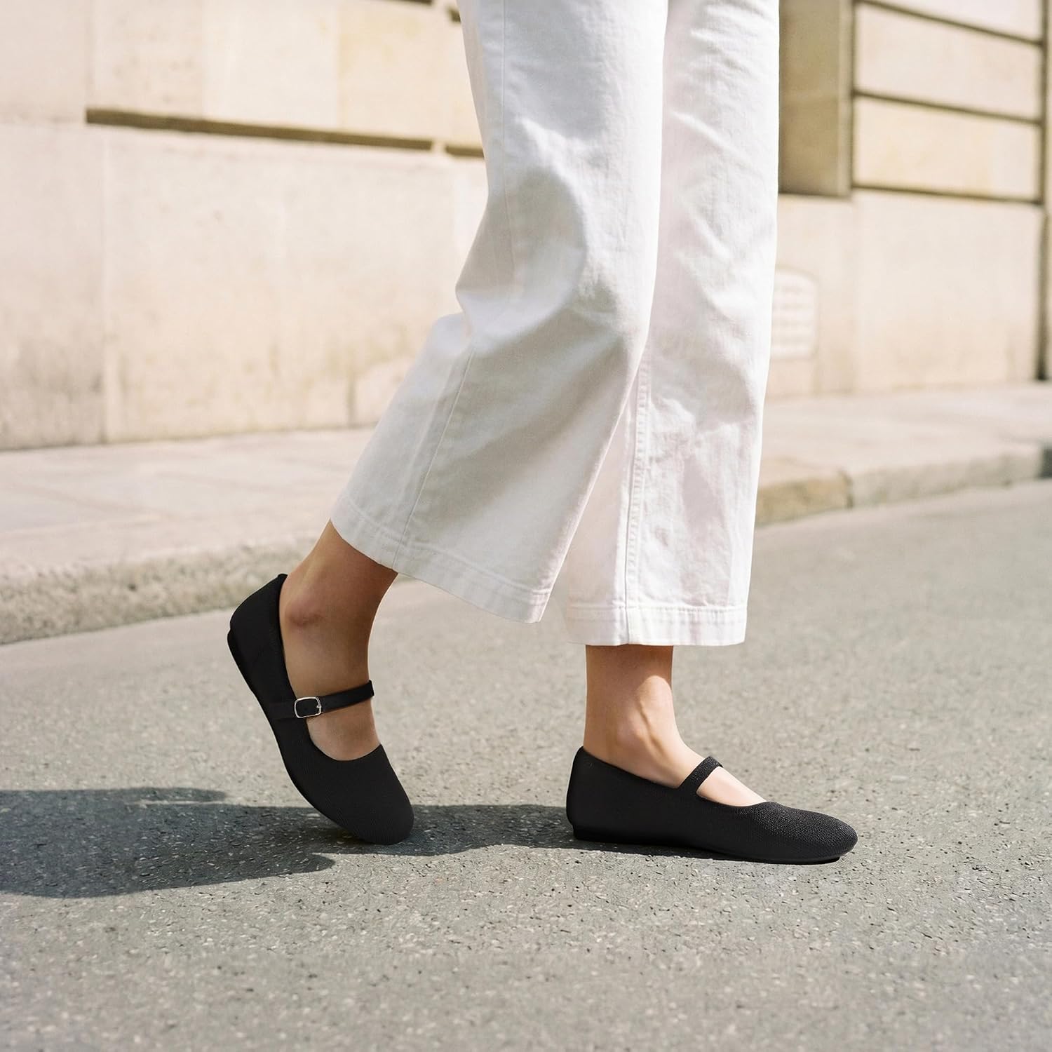 DREAM PAIRS Women's Mary Jane Ballet Flat Shoes Dressy Foldable Knit Flats with Arch Support Comfortable for Casual Work Office