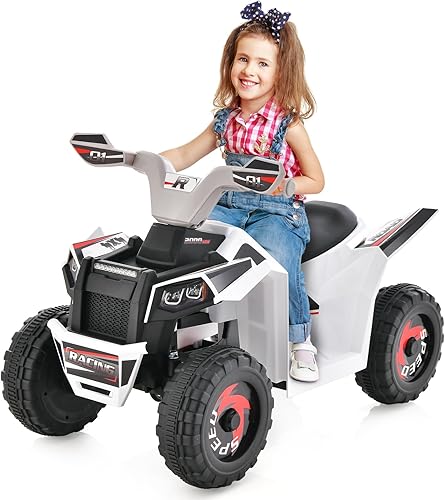 Miniatura 9 de HONEY JOY Cuatrimoto para niños, juguete eléctrico de 6 V alimentado por batería, vehículo eléctrico para niños, adelanteatrás, pedal de pie, auto