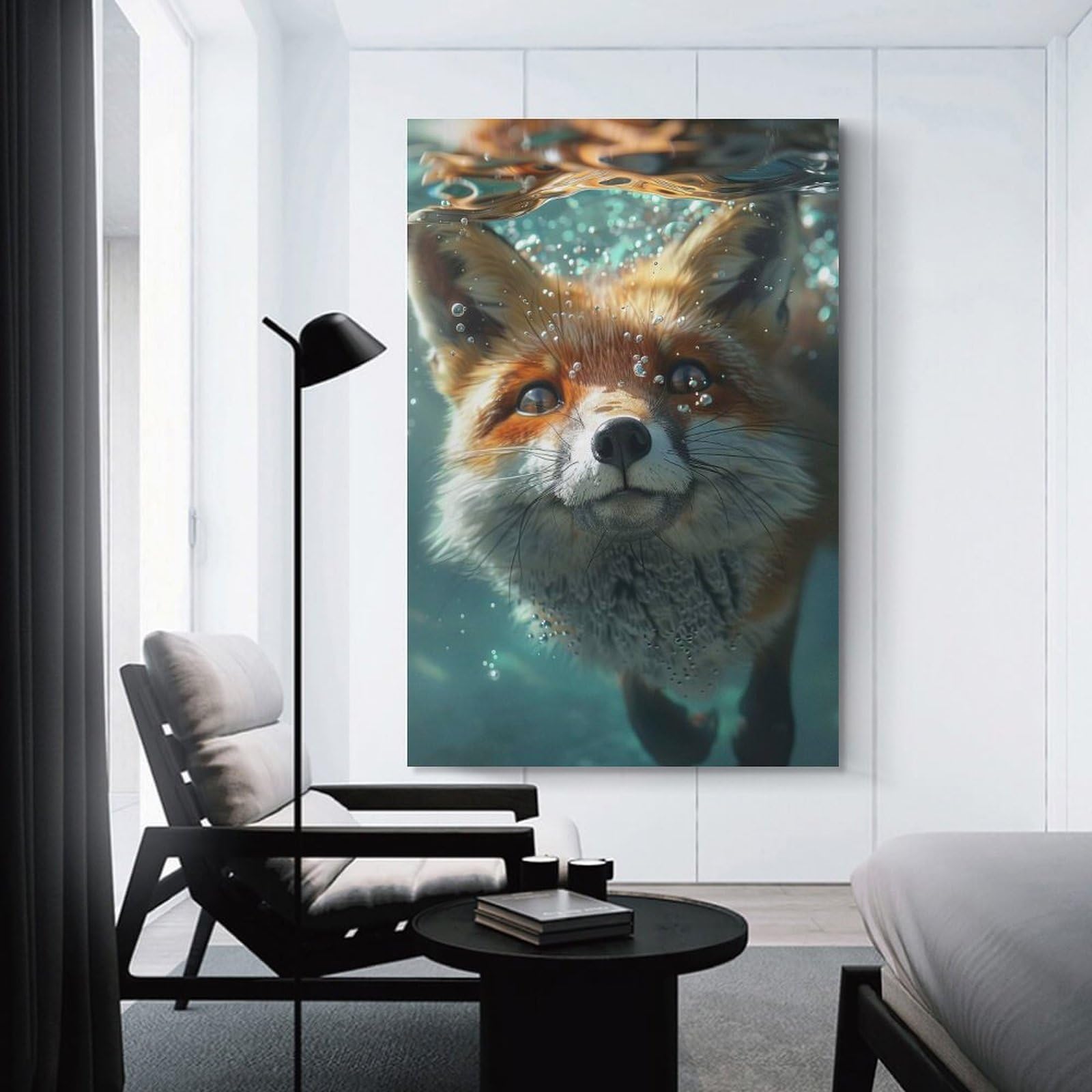 Junmoney Canvas Wall Art Fox Sea, 24x36inch(60x90cm), for New Homes, Bedrooms Or Workspaces, Canvas Artwork with Gifting Potential