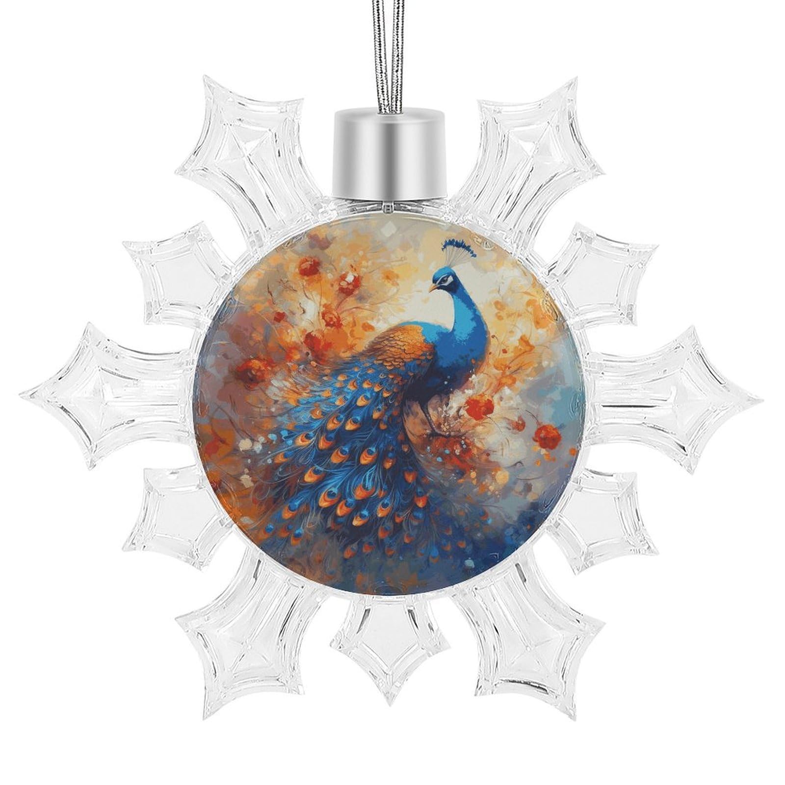 Peacock2 Snowflake Decorations, Winter Snowflake Ornaments Christmas Party Decorations Christmas Tree Decorations for Xmas Tree Winter New Year Party Supplies