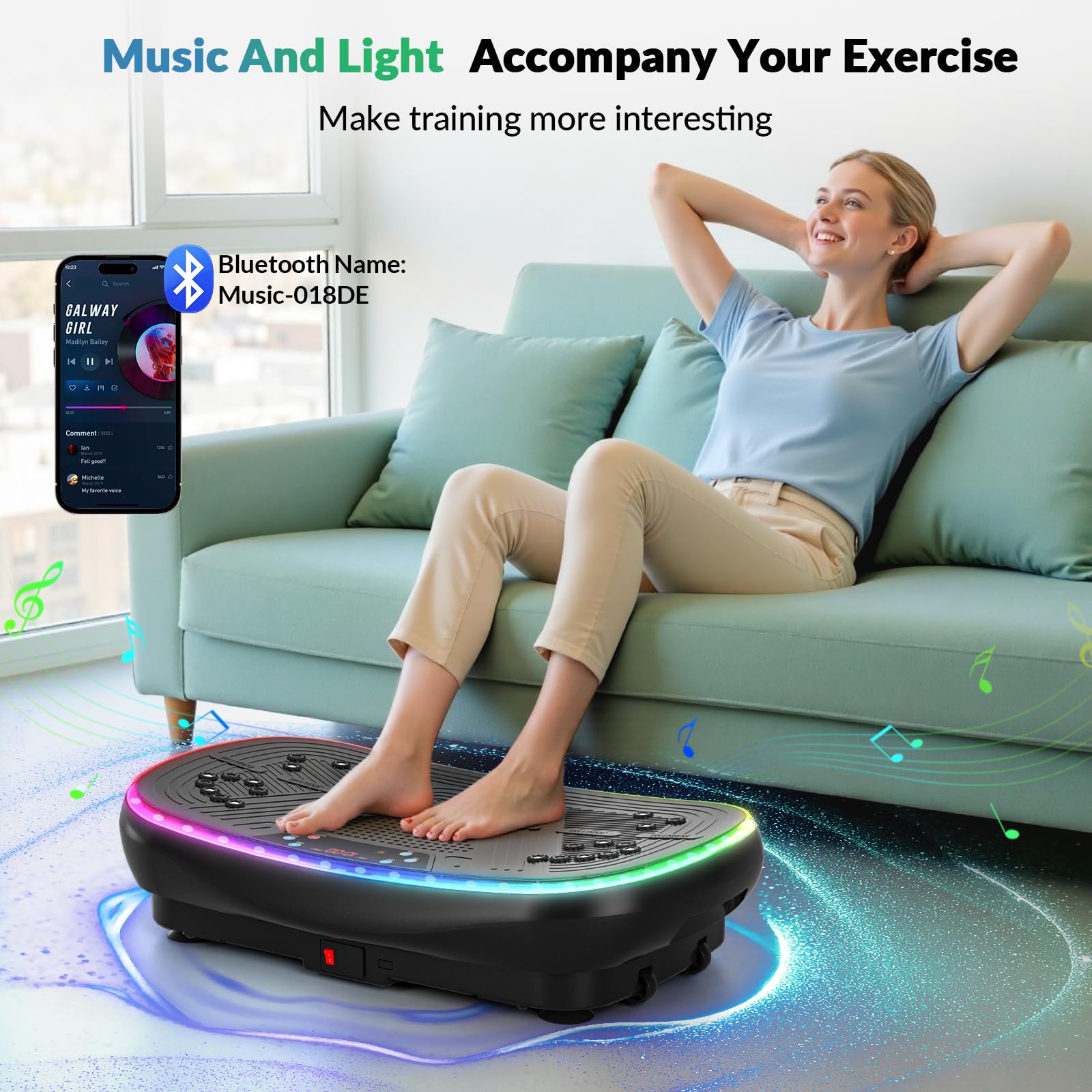 Vibrationsplatte 4D PRO 7-in-1 Vibrationsplatte Testsieger 2025 mit 900W Dreifachmotorsystem, Ganzkörper-Vibrationsplatte mit 9 coolen LED-Lichtern,550 LBS Kapazität für Home Workout