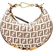 FENDI Fendigraphy Nano Hobo Brown White FF Canvas Mini Bag New