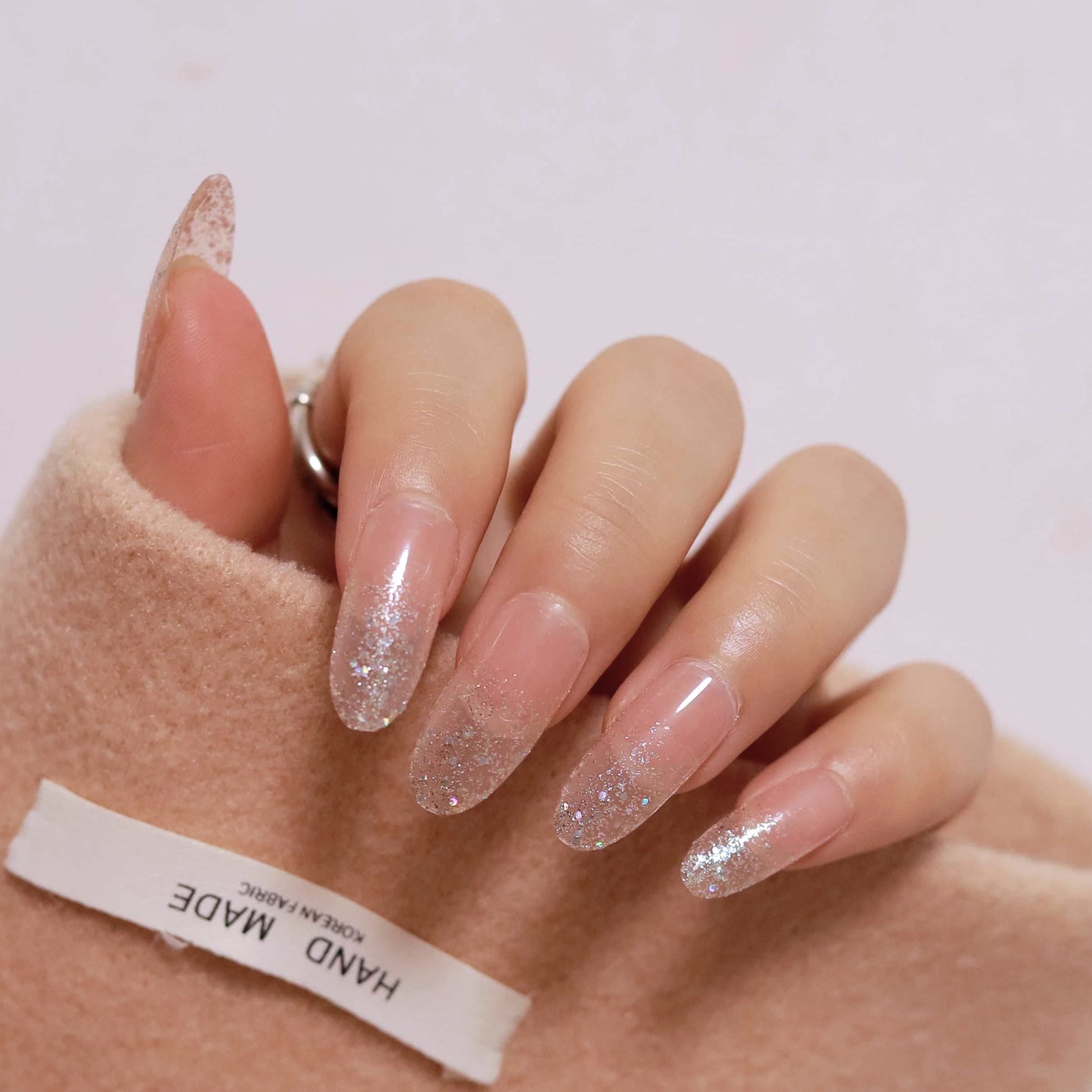 Light Pink Glitter Acrylic Nails