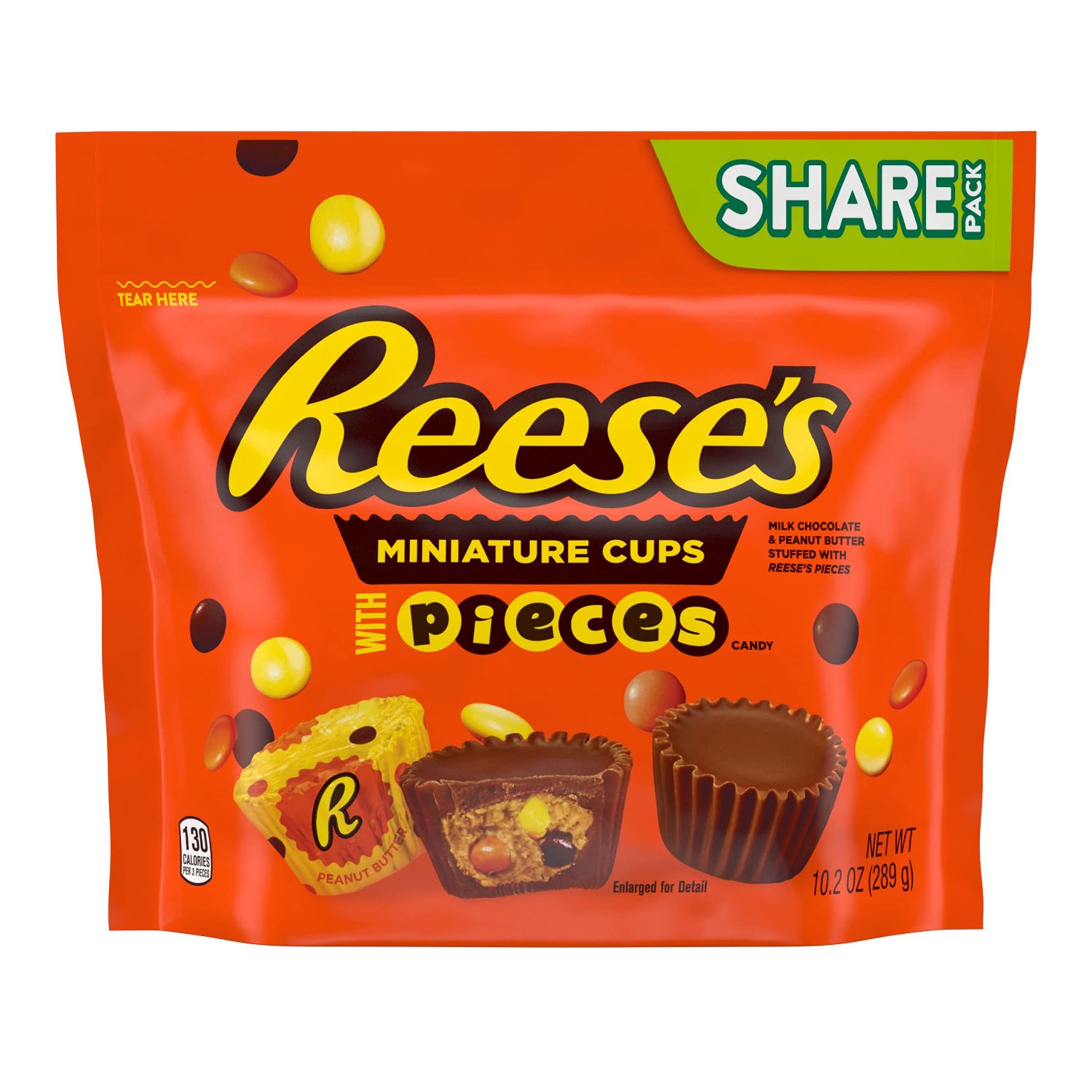 REESE'S Chocolate Peanut Butter Cup Candy with PIECES, Miniatures