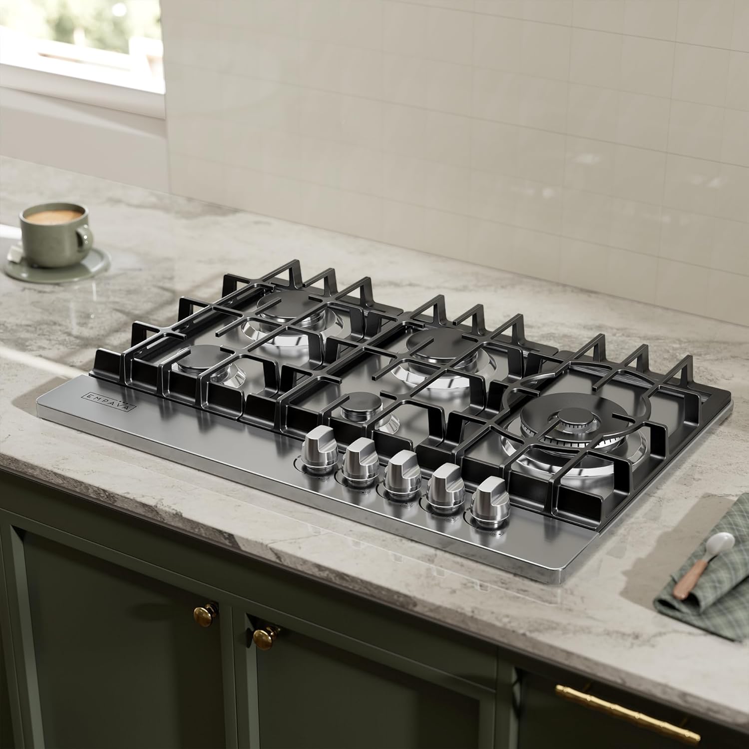 Empava Gas Cooktop 30 Inch, 5 SABAF Sealed Burners Made in Italy, Stove Top Bulit-in Ion Flame Ignition, NG/LPG Convertible,CSA Approved, Stainless Steel, Ideal for Kitchens,Apartments - Image 2