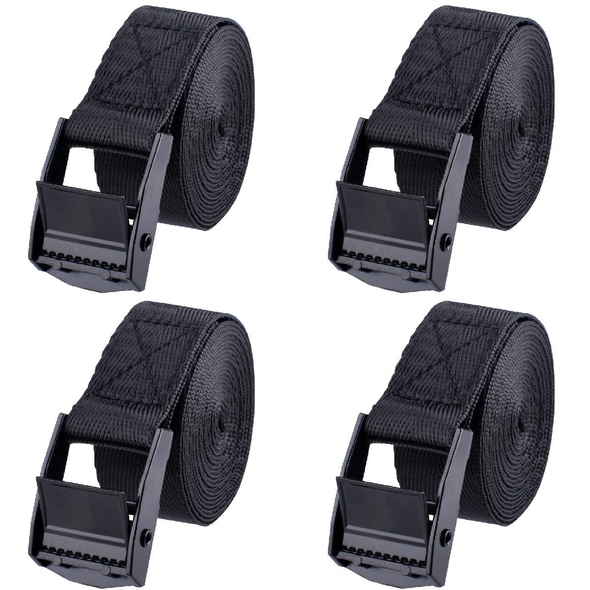 YAPJEB Tie Down Strap Lashing Strap with Buckle Heavy Dutyy Secure Nylon Straps with Cam Buckles for Cargo, Trucks, Boat, SUP, Kayak, Motorcycle, Trailer(01# Cam Buckle - Black - 9.8ft)