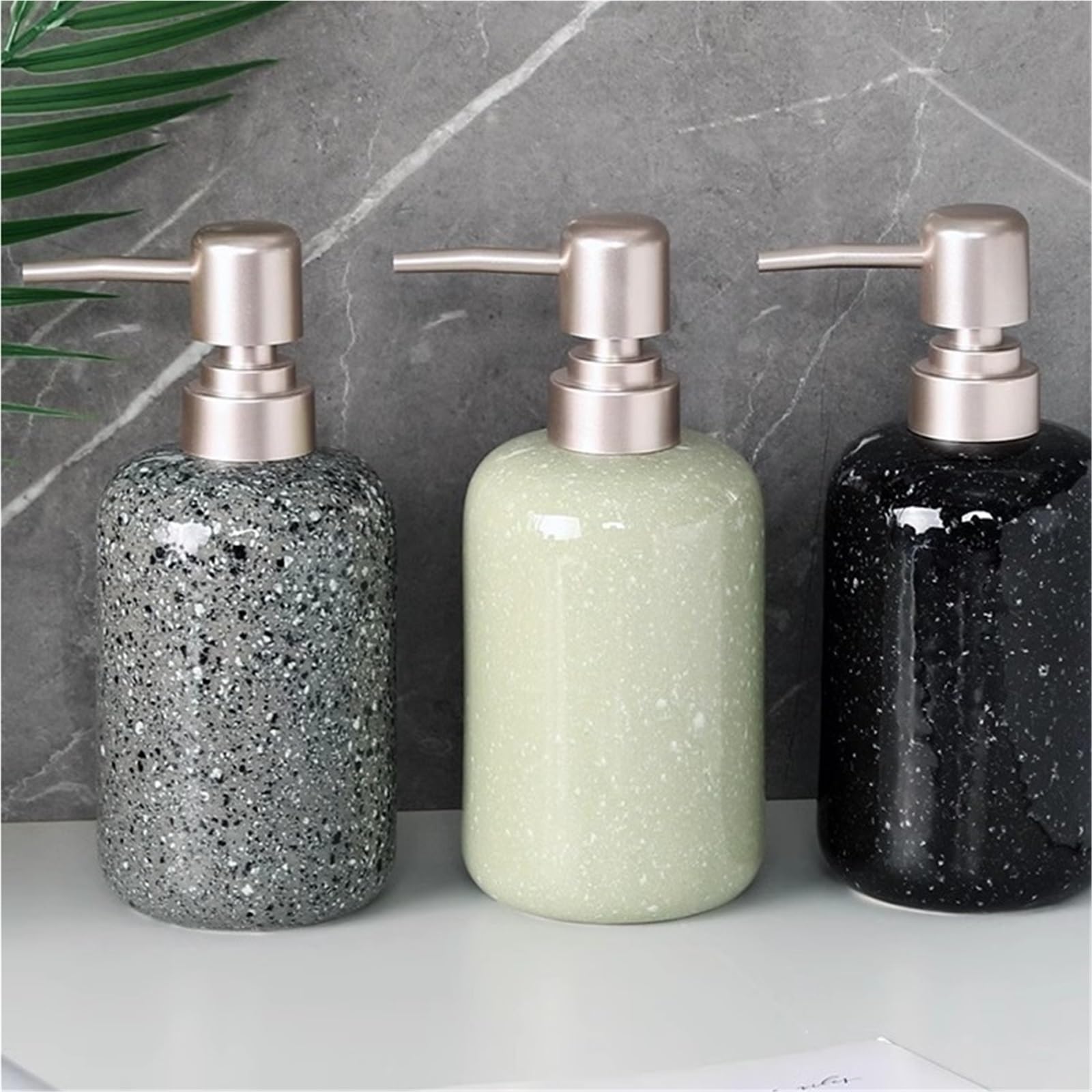 Ceramiczny dozownik mydła, Ceramiczny dozownik na mydło Szampon toaletowy Żel pod prysznic Balsam do dezynfekcji rąk Wielokolorowy 400ML(A Green)