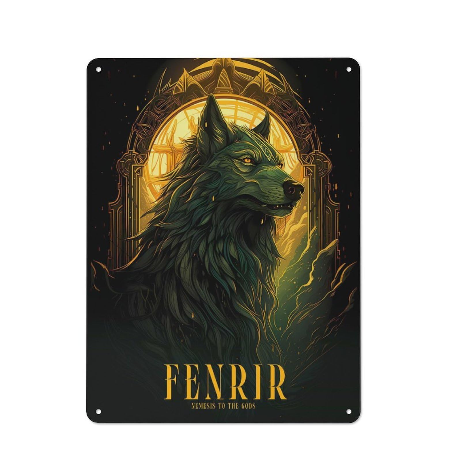 Junmoney Fenrir Retro Tin Sign 40X30cm For Workshop Wall, For Home Interiors And Metal Sign Collectors