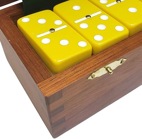 Vista 18 de Marion Domino Double Six Blue Jumbo Torneo Tamaño Profesional con Spinners en caja de madera Sheesham de cola de milano. Azul,Negro,Naranja,Blanco