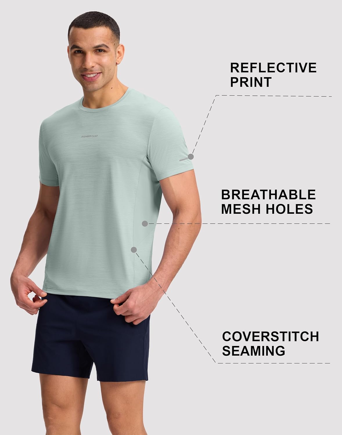 Pioneer Camp Men's Athletic Workout T-Shirts Quick Dry Shirt Moisture Wicking Lightweight Running Tee Shirts Gym Outdoor Tops