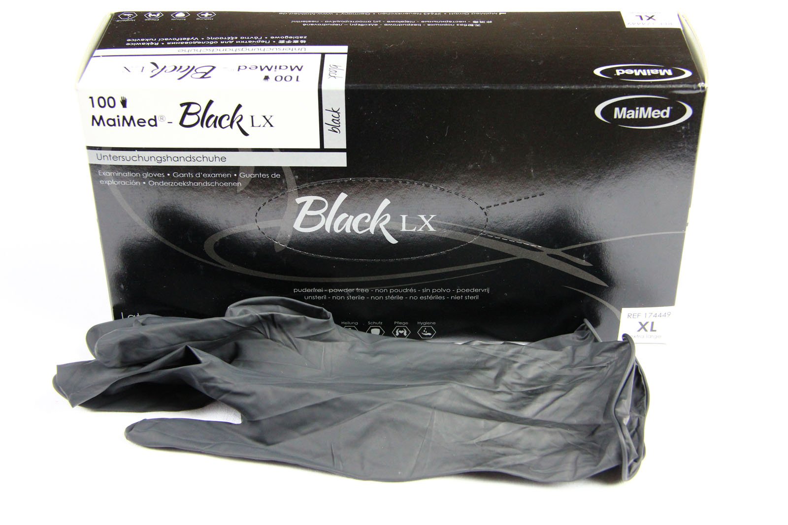 Schwarze Latex-Untersuchungshandschuhe, Tattoo-Anwendung, Größe XL, 100 Stück