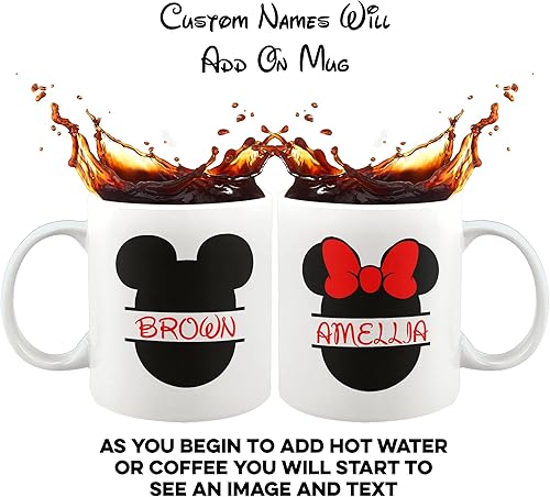 Miniatura 2 de Tazas personalizadas para parejas con nombres para mujeres, compromiso, boda, pareja para él y sus tazas personalizadas (taza regular)