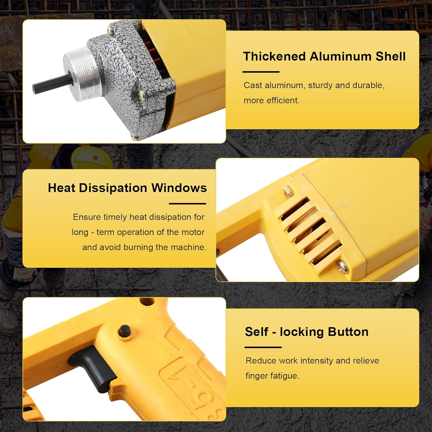 Concrete Vibrator Hand Held 800W Electric Concrete Vibrator with 1.2m(3.9ft) Copper Shaft Rod Portable Pencil Cement Vibrarator for Remove Air Bubble and Mix Concrete