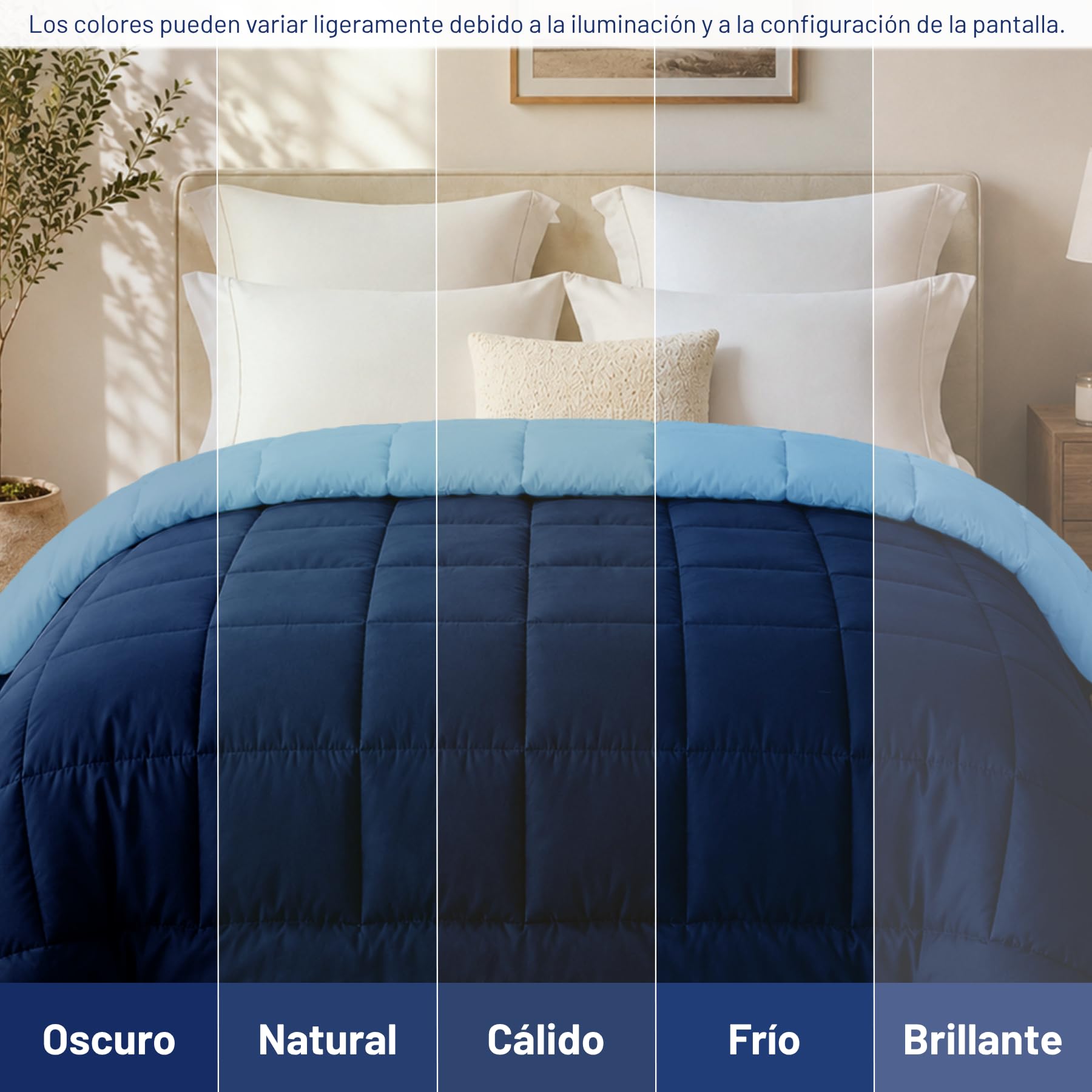DALINA Edredón de Fibra para Cama 135, 220 x 220 cm, 300gr/M², Azul | Relleno Nórdico 100% Poliester, Doble Cara Comfortable, Suave, Transpirable, Grueso