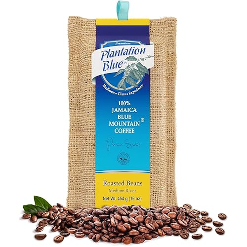 PREMIUM PLANTATION BLUE TRADITION CLASS EXPERIENCE 100% Jamaica Blue Mountain Coffee Medium Roasted Whole Beans (16oz)