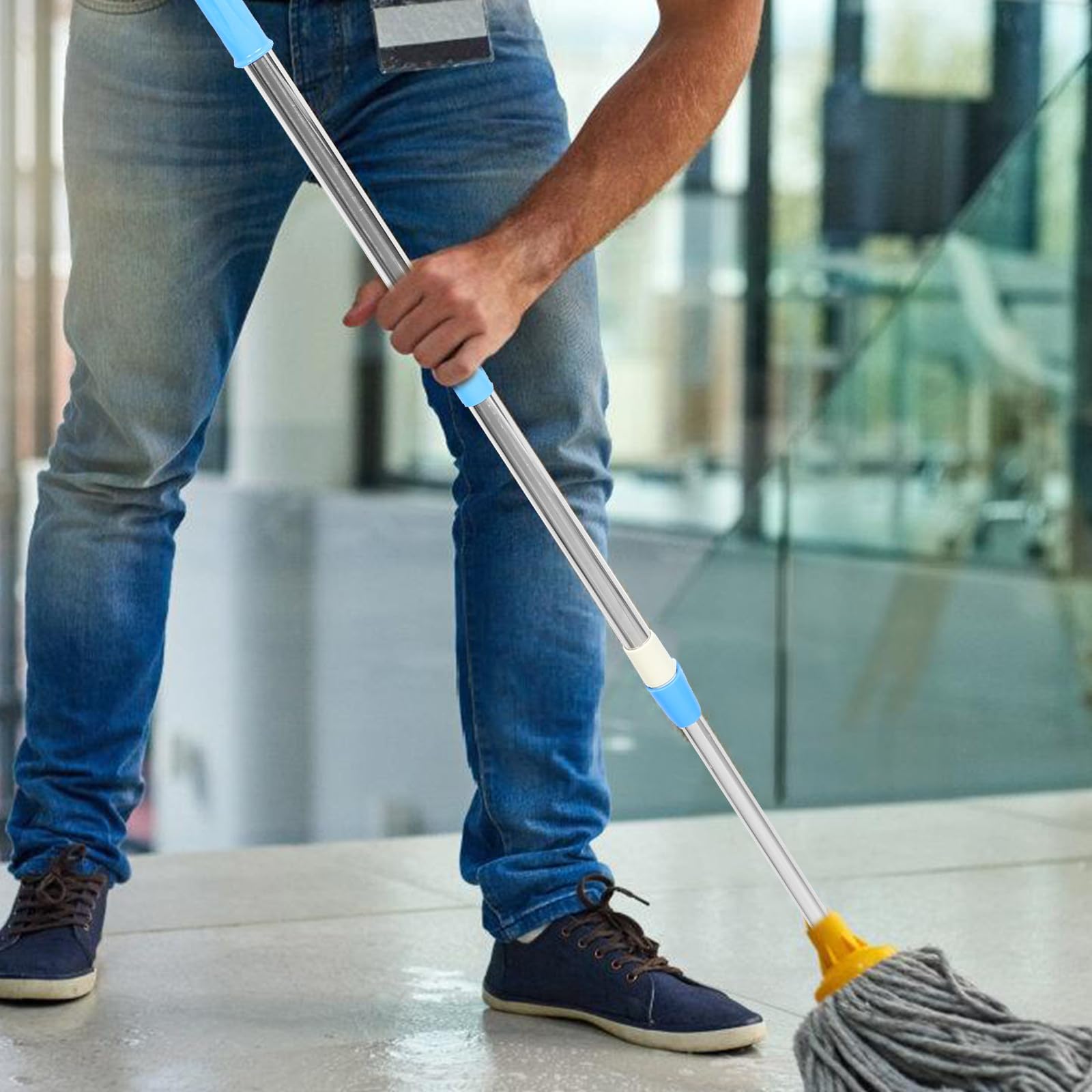 Beavorty Manche de Rechange pour Balai en Acier Inoxydable Mécanisme Télescopique Ajustable et Design Rotatif à 360 Degrés Nettoyage