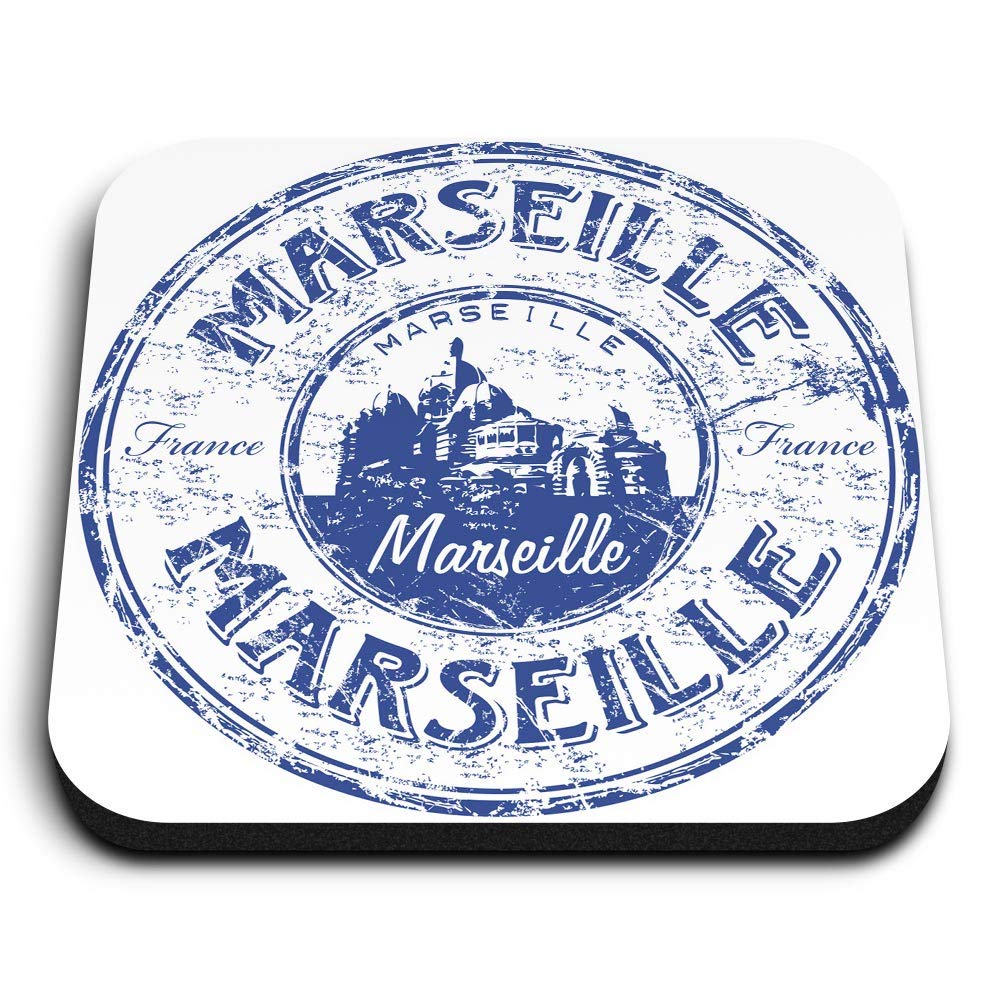 Destination Vinyl Ltd Multicolor 1 X Square Mdf Fridge Magnet - Marseille France Travel Stamp 5913