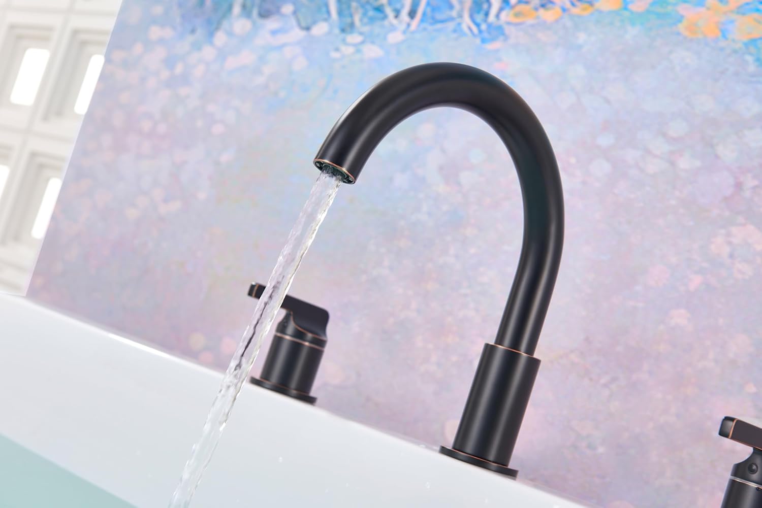 SITGES Oil Rubbed Bronze High-Arc Bathtub Faucet,Solid Brass,2-Handle Deck Mount Tub Faucet,3-Hole Roman Bath Tub Faucet Set with Valve