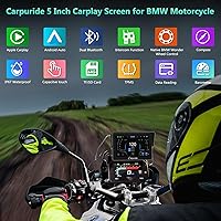 Vista 2 de CARPURIDE W502BS PRO 2025 para BMW Motorcycle CarPlay y Android Auto Dual Bluetooth, pantalla de navegación GPS impermeable de 5 pulgadas, lectura
