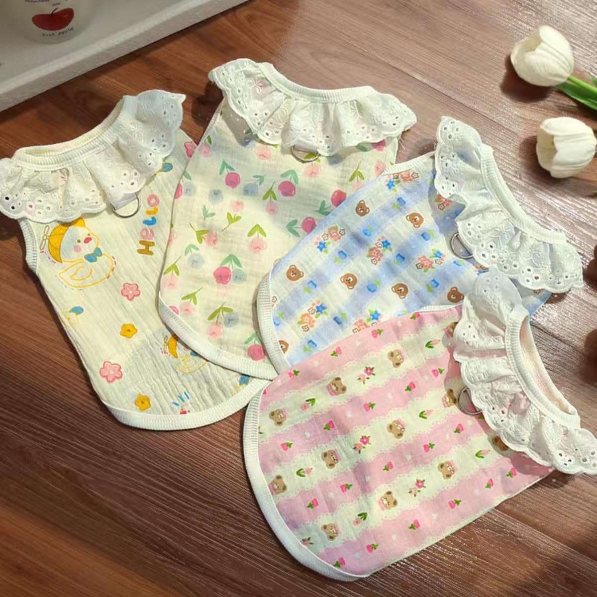Rabbit Clothes - 4 Pack Cute Small Animal Vest Clothes for Guinea Pig Rabbit Chinchilla Ferret Kitten Chihuahua Kitten Puppy - Soft Breathable T-Shirt Pet Costume (X-Small)
