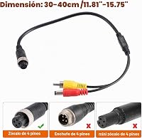 X AUTOHAUX 1 buc. cablu adaptor cameră marșarier auto 40 cm, M12 4 pini mamă la RCA AV DC tată 3