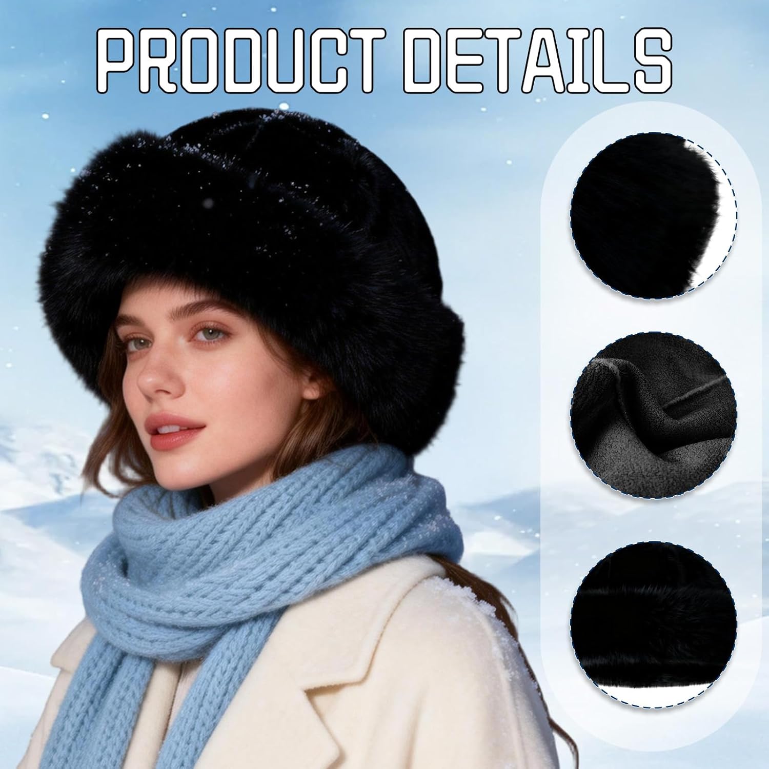 Womens Winter Faux Fur Bucket Hat, Winter Plush Fluffy Furry Faux Mink Hats, Warm Thickened Fisherman Cap Warm Cute - Image 4