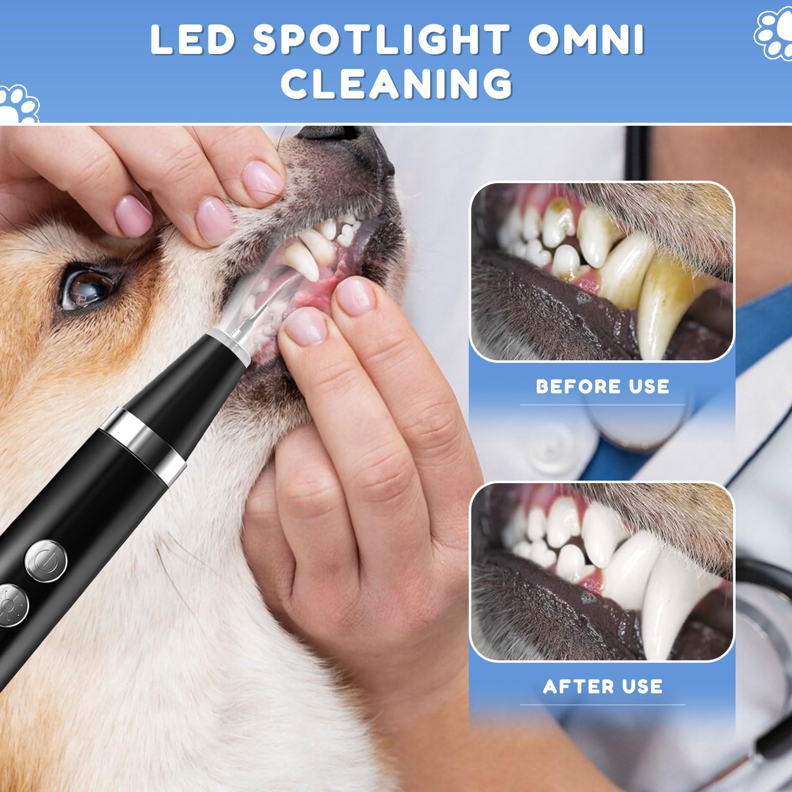 Kit de Limpieza de Dientes de Perro, Cepillo de Dientes Eléctrico Ultrasónico Para Mascotas, Cepillo de Dientes Para Cuidado Dental Para Perro y Gatos