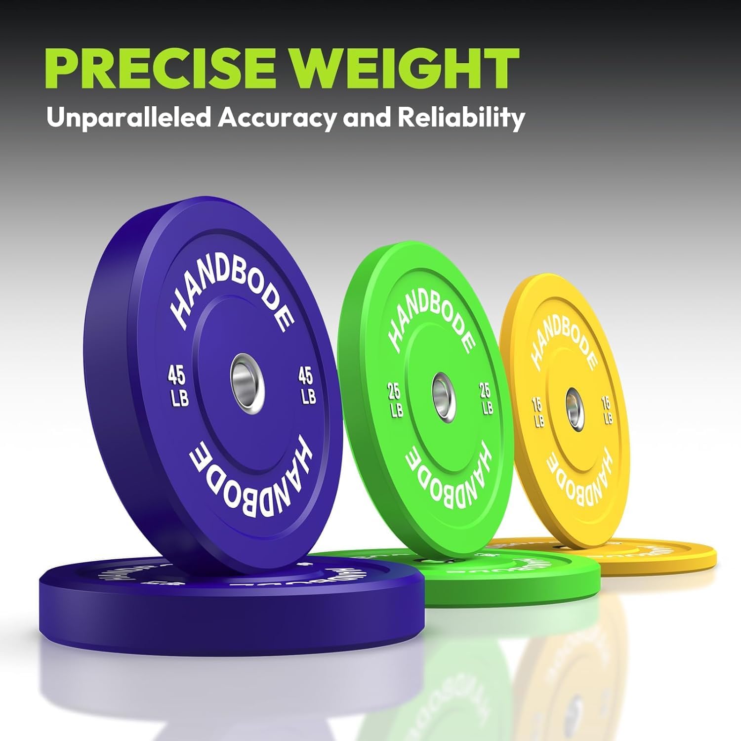 HANDBODE 2-Inch Weight Plates High Bounce, Olympic Bumper Plate Set 45/100/160/190/260/300lb, Colored Weight Plates Set for Home Gym, Barbell Weights Rubber Strength Training Plate for Weight Lifting