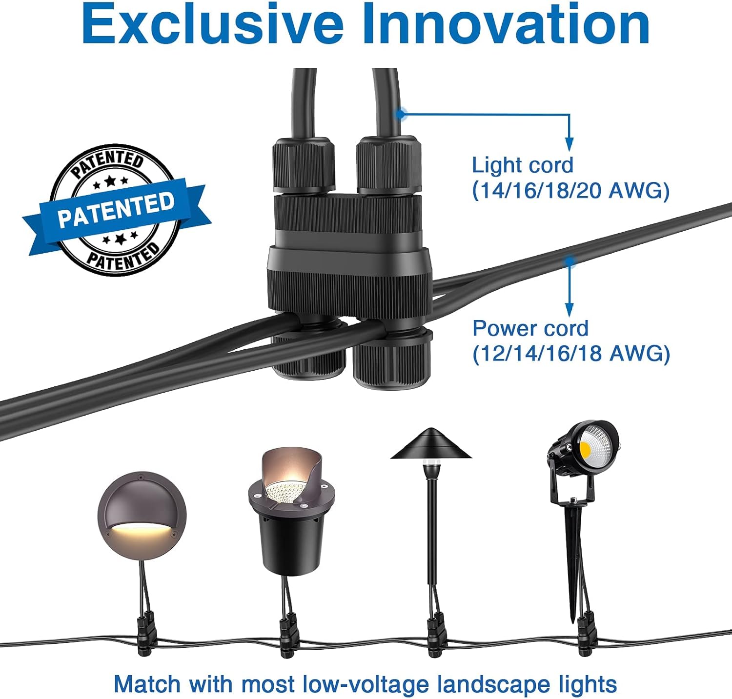 SUNVIE 8 Pack Low Voltage Deck Lights with Fastlock2 Wire Connector 5W LED Landscape Step Stair Lights, Low Voltage Transformer 60W Landscape Lighting Transformer with Timer and Photocell Sensor