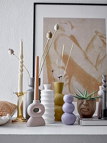 Miniatura 4 de Bloomingville Maceta de gres con diseño facial y esmalte reactivo, marrón mate