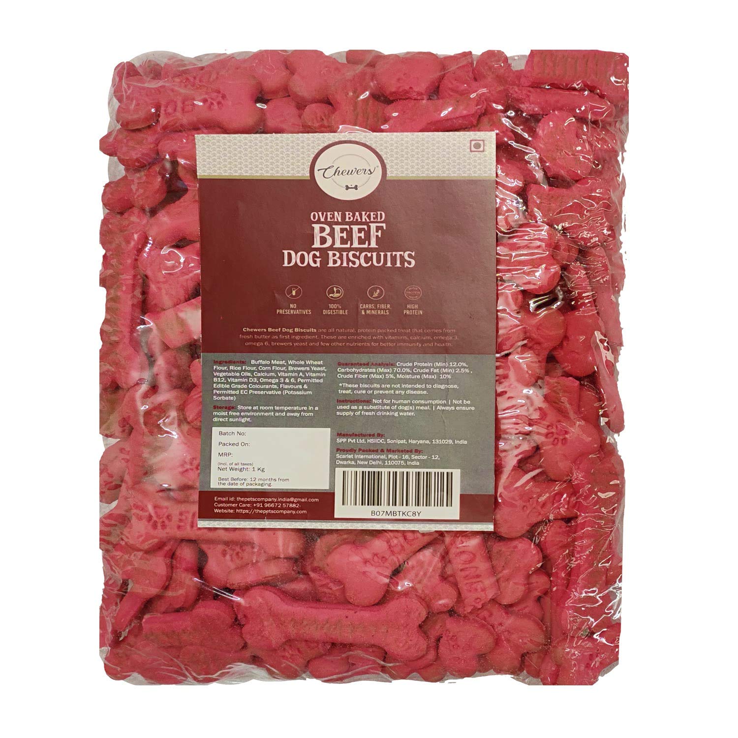 Chewers Oven Baked Real Beef (Buffalo) Dog Biscuits, Beef Flavour, Dog Treat 1 Kg (Pack of 2) (B07MFFHN3Y) Amazon Price History, Amazon Price Tracker