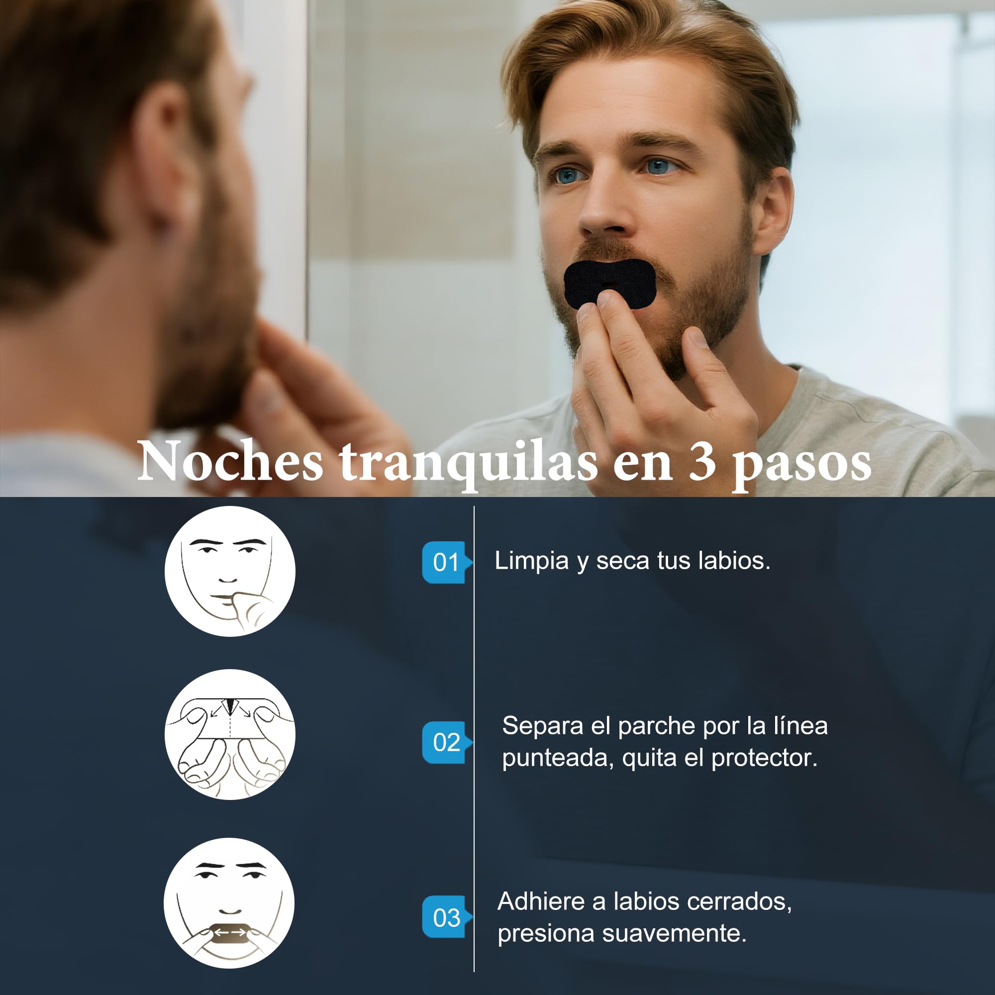 Cinta Bucal para Dormir 100 Piezas, Anti Ronquidos Tiras Bucales Antirronquidos, Mouth Tape for Sleeping, Desarrolla el Hábito de la Respiración Nasal — view 6