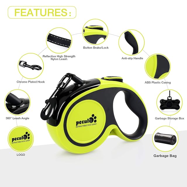 Foto 2 de 8 de Pecute Correa Perro Extensible,Correas Flexi 5 Metros con Costuras Reflectantes Lluminosas para Perros…