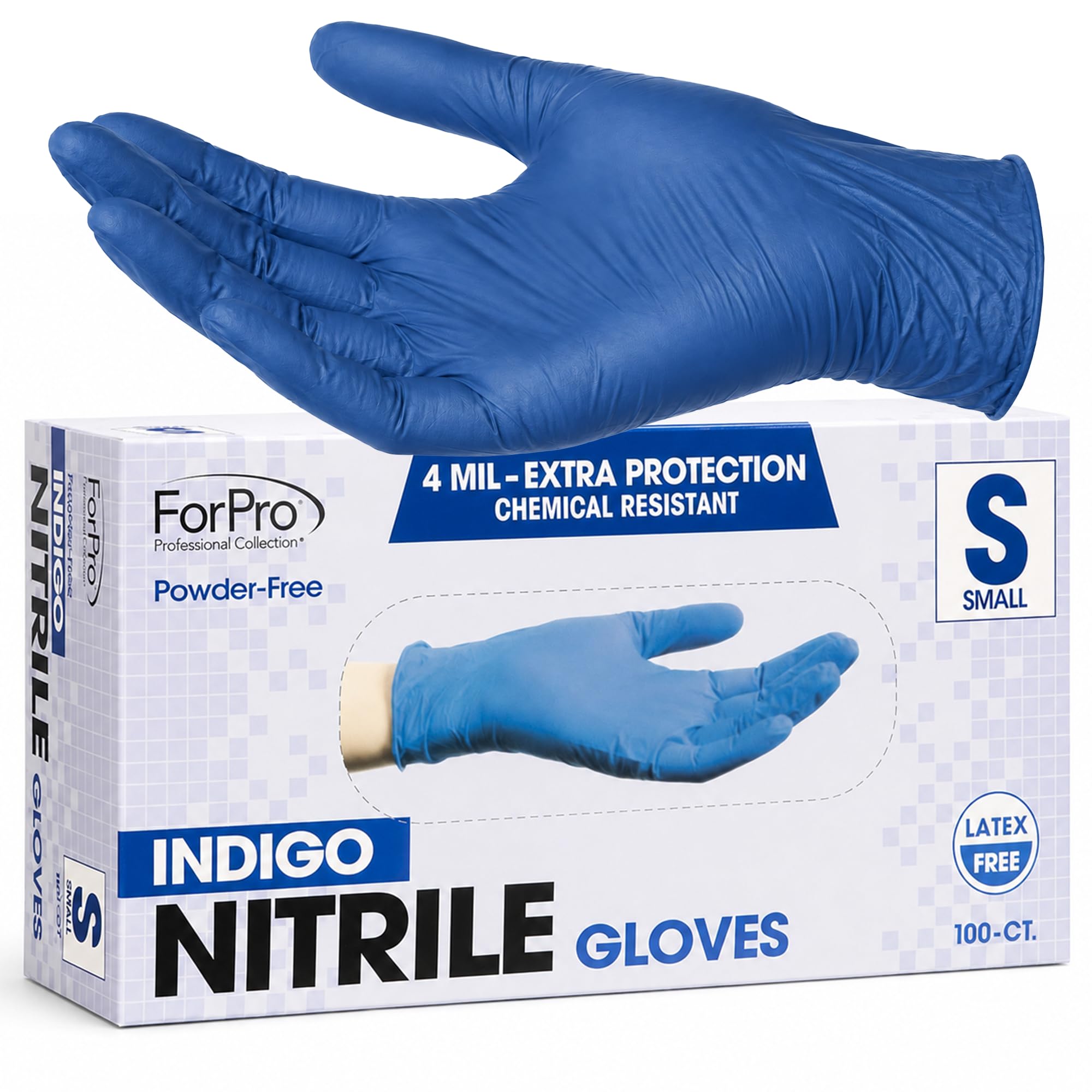 ForPro Disposable Nitrile Gloves, Chemical Resistant, Powder-Free, Latex-Free, Non-Sterile, Food Safe, 4 Mil