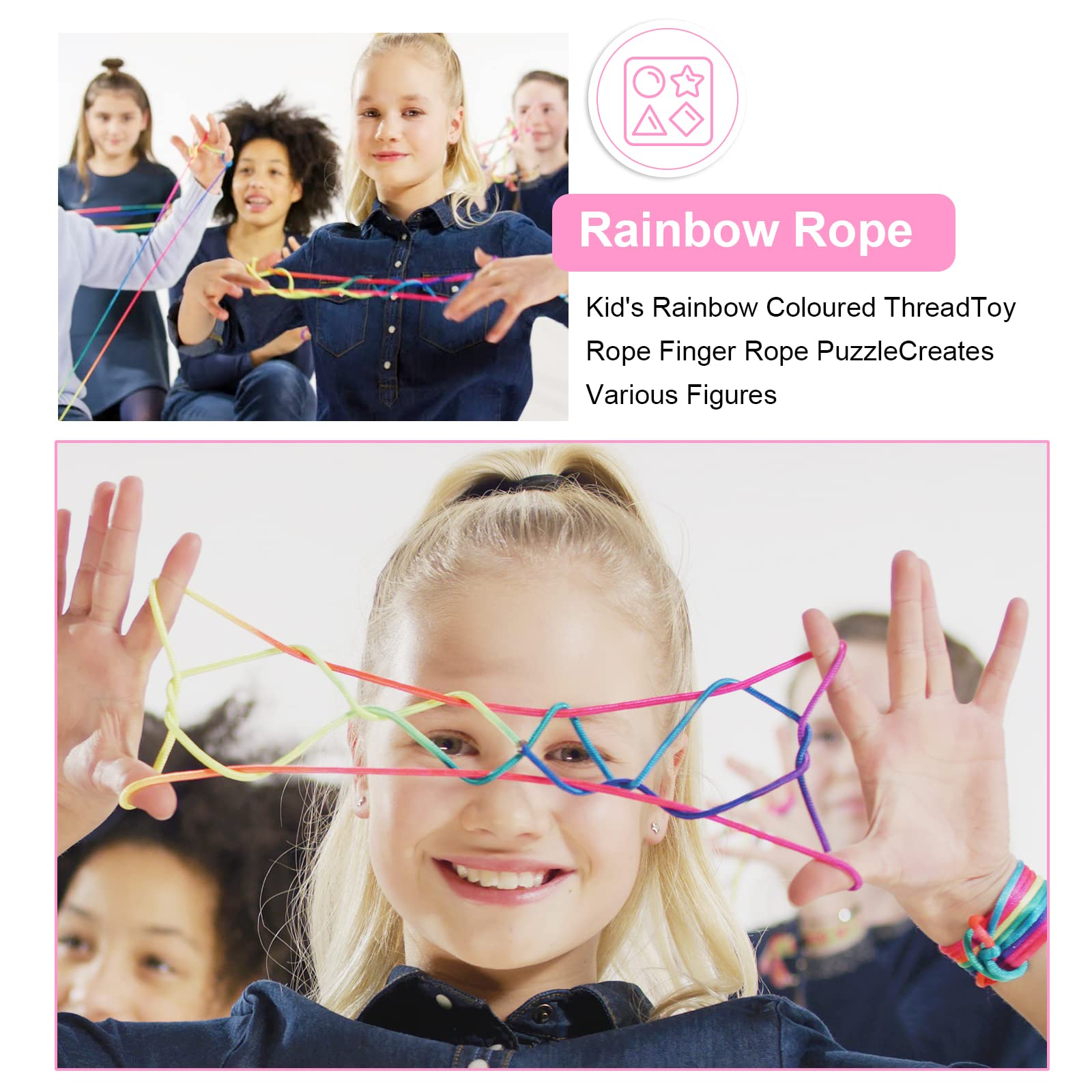 Corda Arcobaleno Per Giochi Con Le Dita - Gioco Tradizionale String Cats Cradle - Foto 2