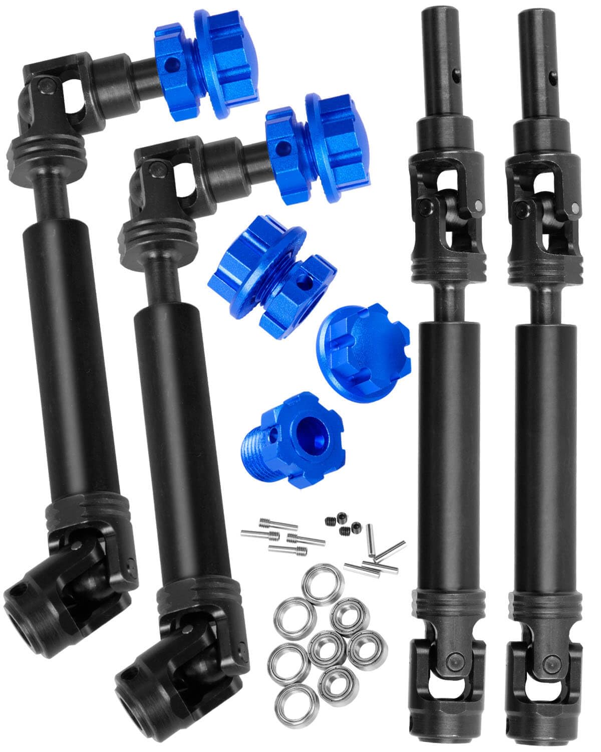 RCMYou Drive Shaft CVD with Wheel Hex Nuts Upgrades for 1/10 WideMaxx,#45 Steel 4PCS Front Rear CVD Driveshaft Upgrades Parts Hop-up,Black and Navy Blue