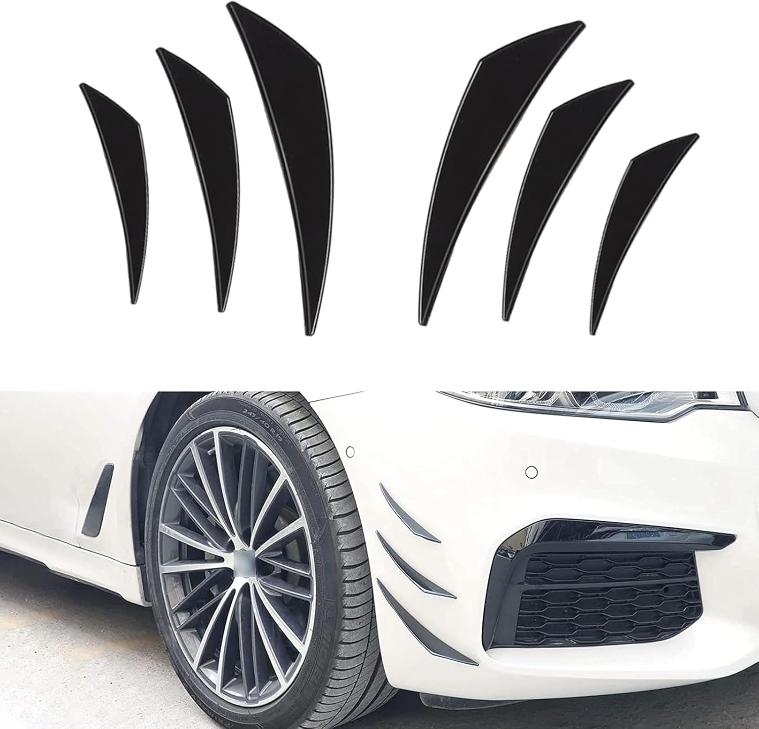 MLY 6PCS Car Spoilers, Spoiler Body Kit for Front Bumper Lip, Anti-Collision Soft Rubber Spoilers for Cars, Universal Accessories Exterior for Side Skirt Decoration (Glossy Black)
