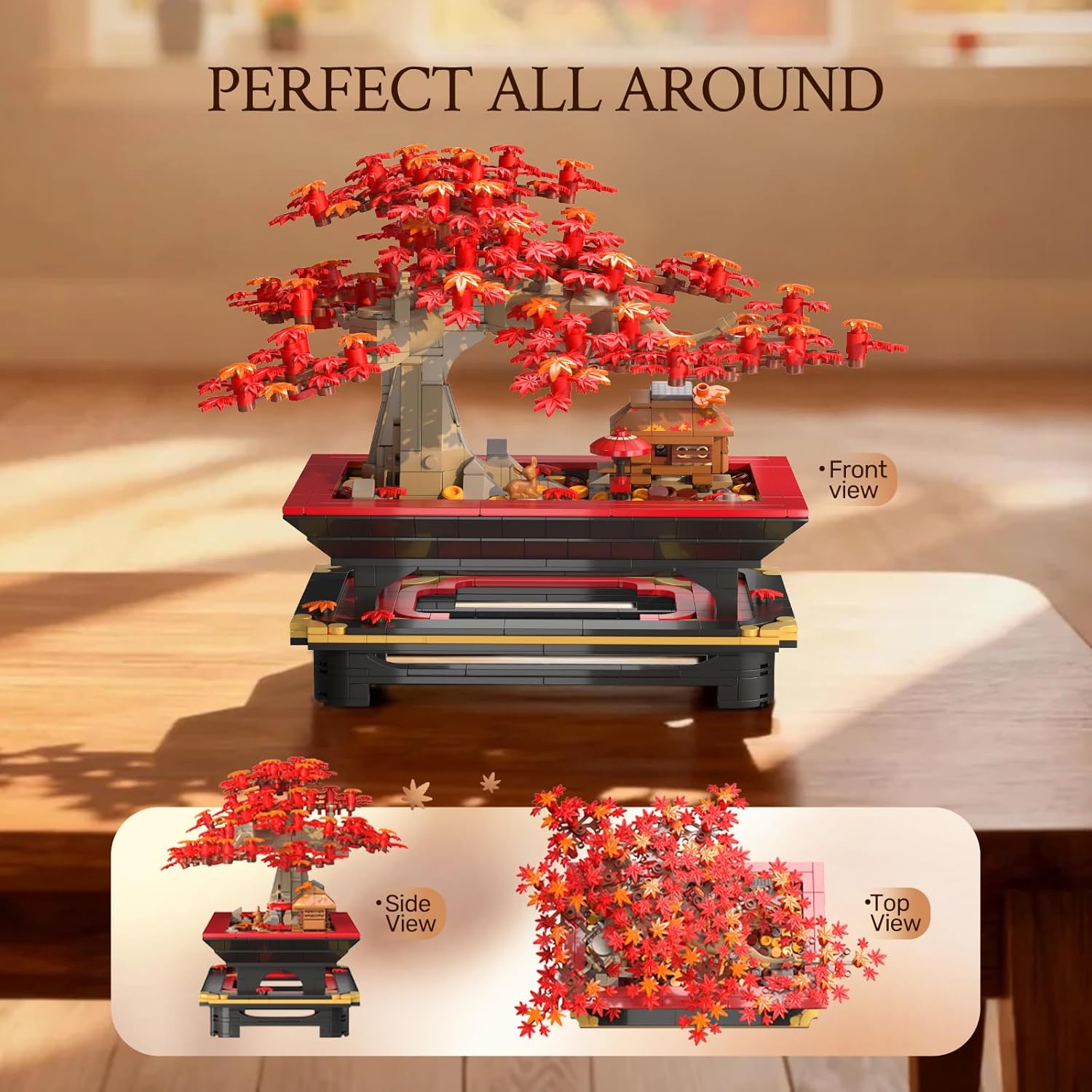 Wise Block Japanese Red Maple Bonsai Tree Building Toy Set for Adults - 900 Pcs Artificial Bonsai Tree Building Blocks for Adults, Seren Collection Maple Zen Decor Gift Set for Home Office Display - Image 6