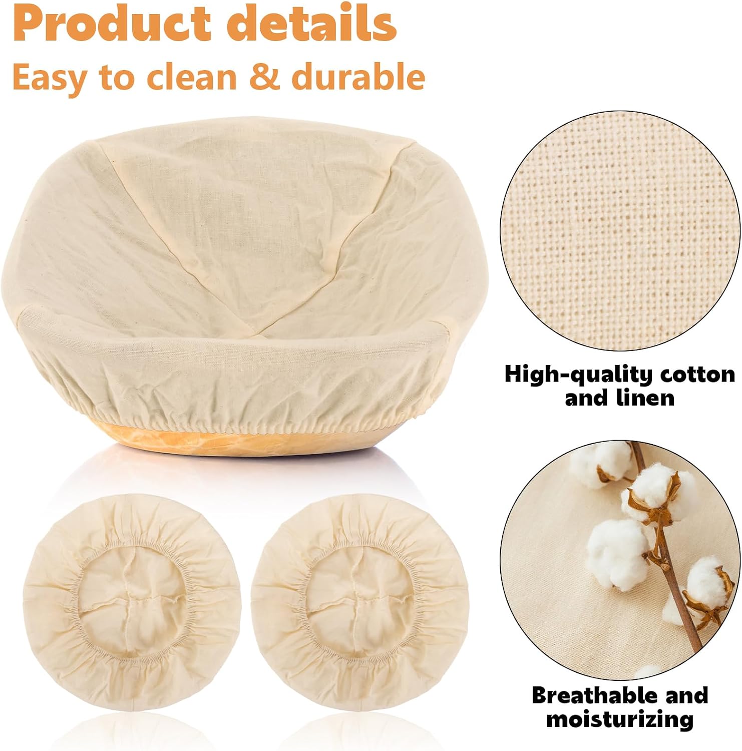 MAQIHAN 6pcs Banneton Liner Reusable - Banneton Bread Proofing Basket Liner Elastic Cloth Bowl Covers for Bread Rising Sour Dough Proofing Covers Sourdough Making Accessories Baking Supplies