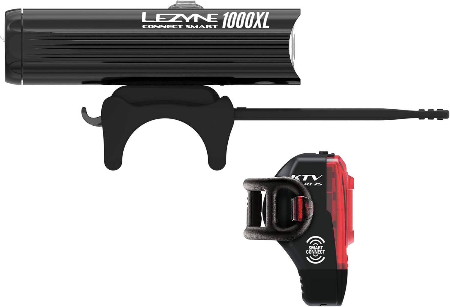 Lezyne Connect Smart 1000XL Headlight and KTV Pro Smart Taillight Set: Black