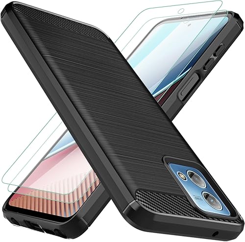 Osophter Funda para teléfono Moto G Stylus 2023 con 2 protectores de pantalla de absorción de golpes, funda protectora de goma TPU flexible para