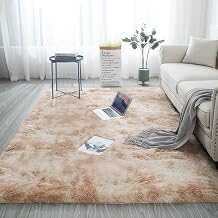 Ultra Soft Area Rugs for Living Room, Thickened Fluffy 5x7.5 Area Rugs for Bedroom, Modern Floor Rug for Kids Boys Girls Room Fuzzy Rug for Home Decor Aesthetic,Tie-dye Camel