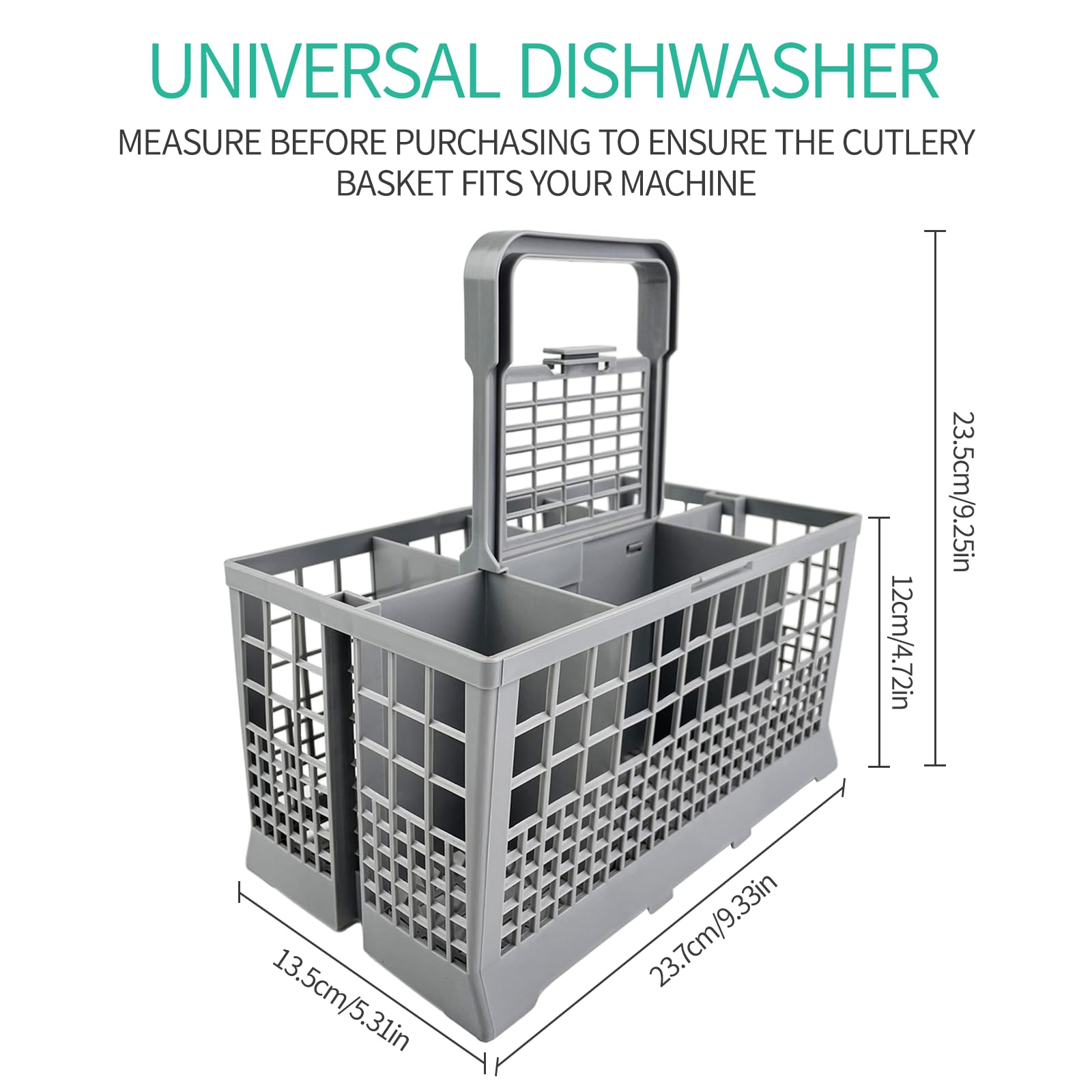 CHALVIOR Cesta universal cubiertos para lavavajillas, Cesta cubiertos lavaplatos, 23.7 * 13.5 * 23.5cm, Asa desmontable, Apto para todos los modelos de lavavajillas, resistente al calor y duradero. — view 2