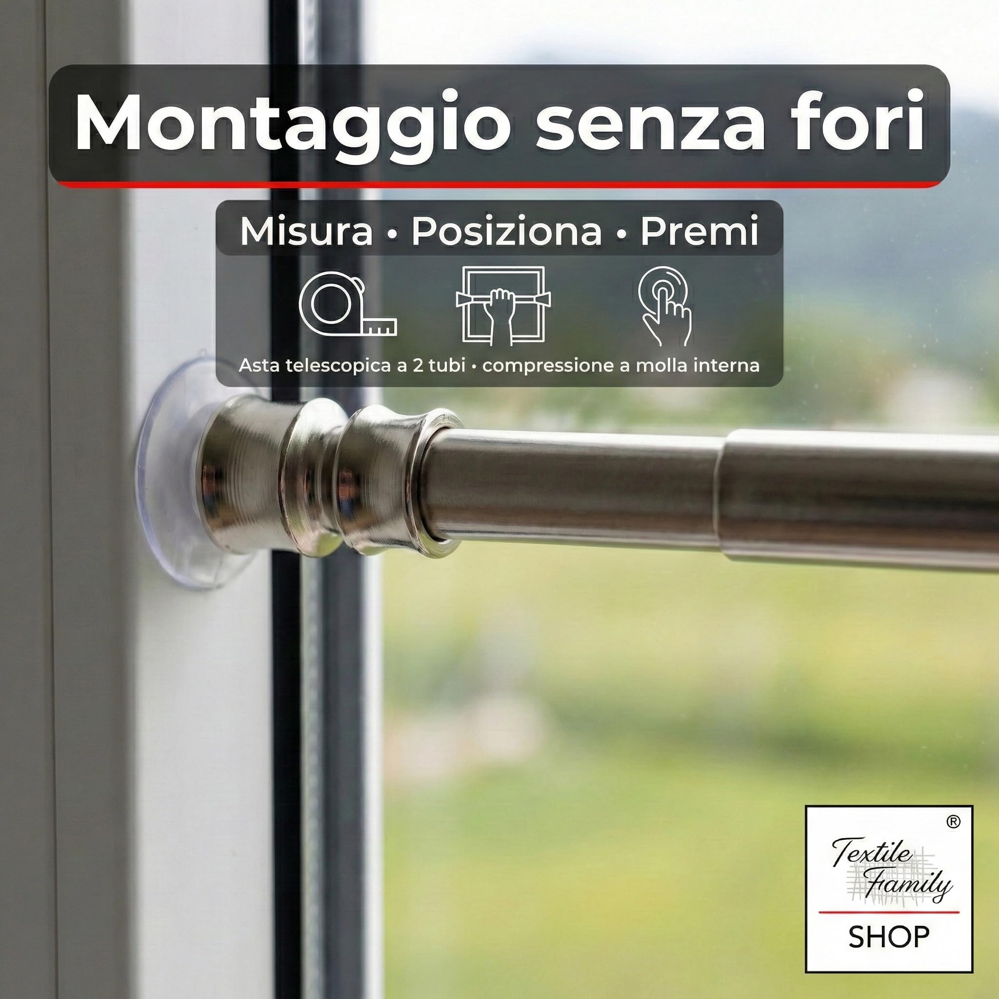 Coppia ASTINE Tex Ottone NICHELATO A Molla Pressione Regolabili per Tenda a Vetro - Cm. 50-60