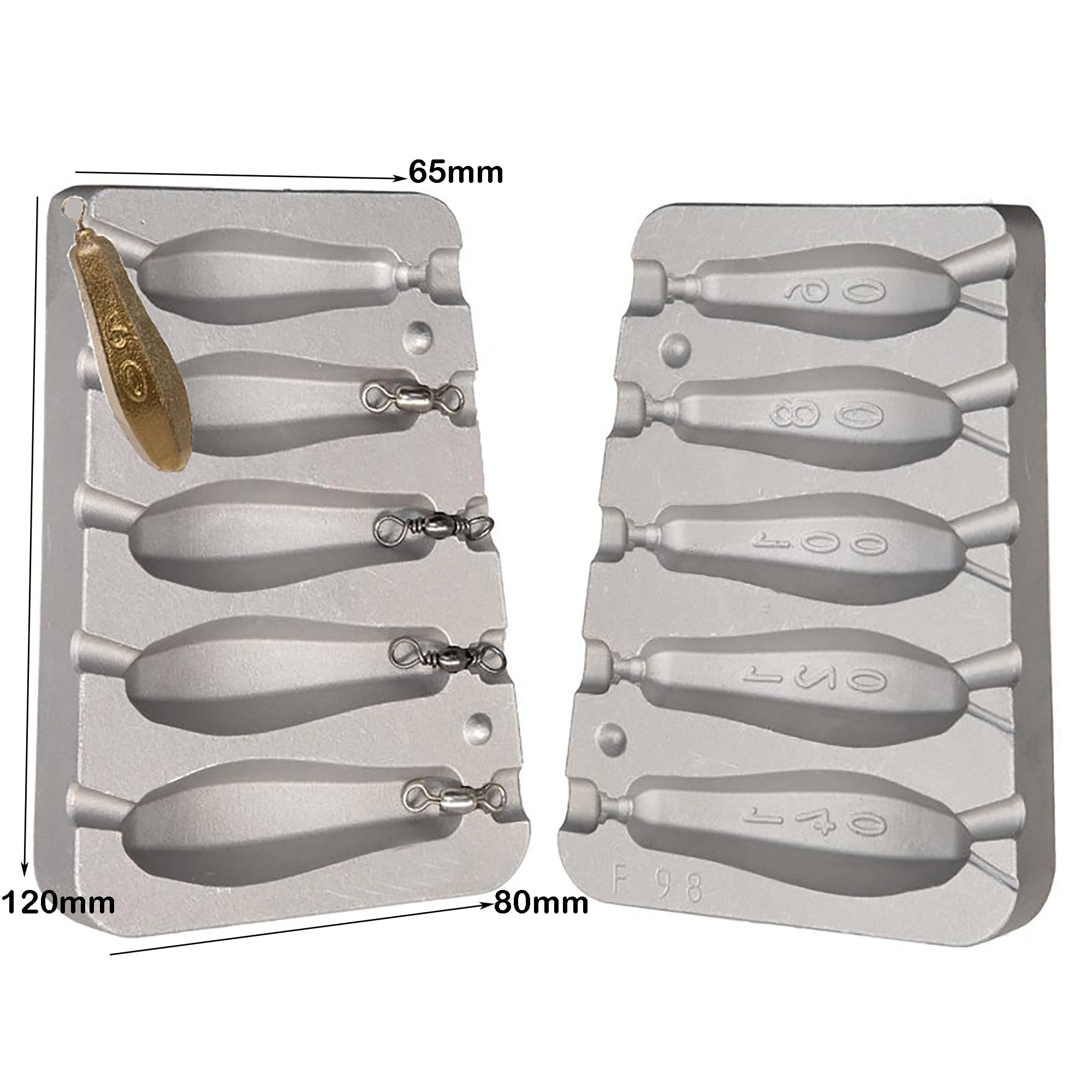 Esagonale Pesca Sinker Mold 60-80-100-120-140g /Carpa, Mare, Pesca Fiume