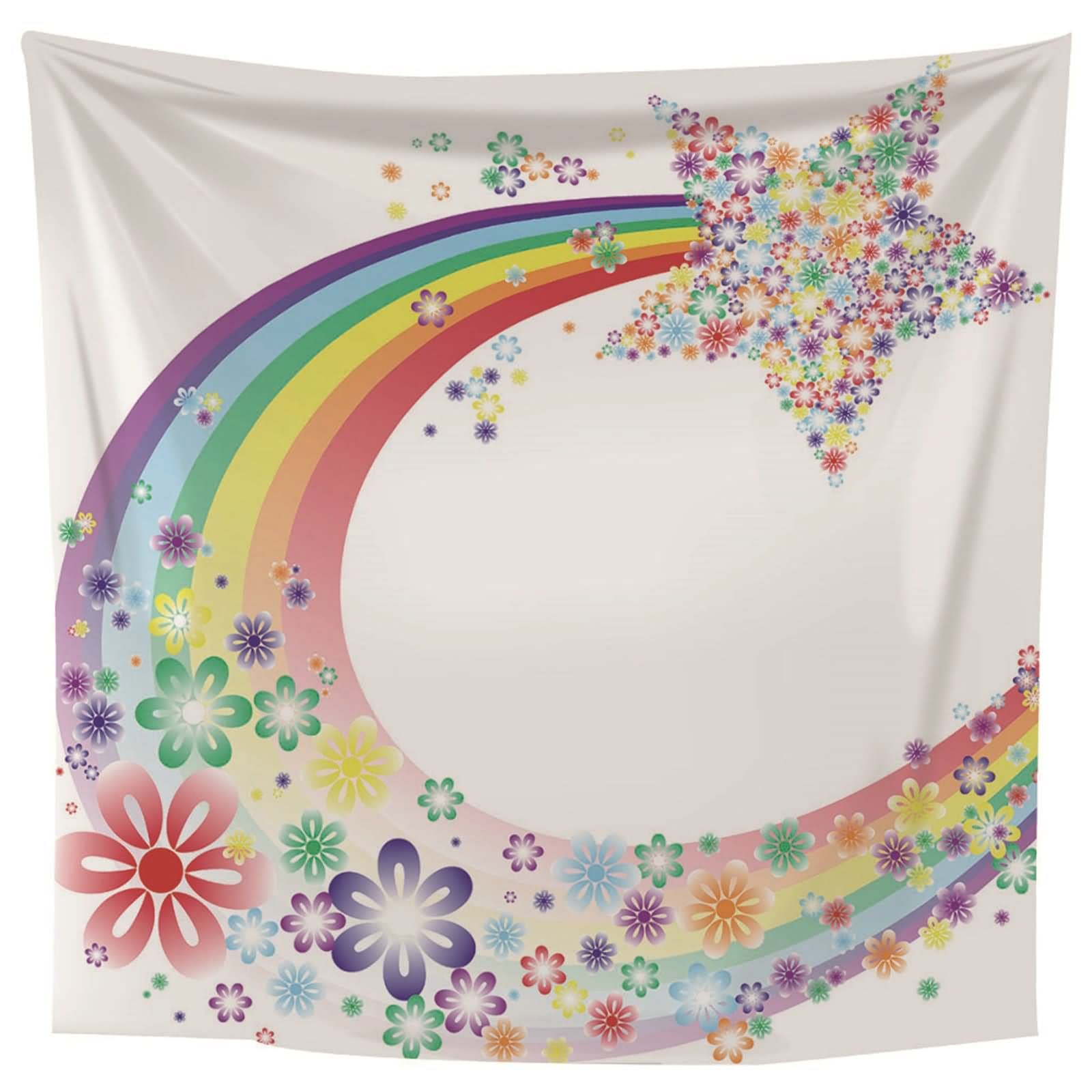 Tapices Salon, Decoración Navideña Exterior Arco Iris Floral y Estrella Poliéster Vistoso 260x240CM