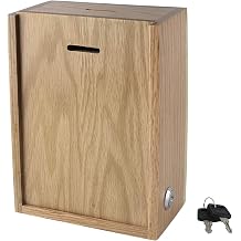 My Charity Boxes Nice Finished Natural looking Wood Donation collection Box Suggestion Ballot Box With slot to enter tickets raffles office comment box with lock and 2 keys Natural Wood